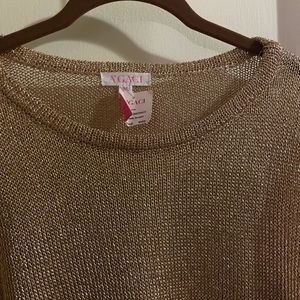 Cropped Metallic Sweater-rose gold